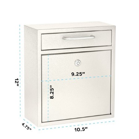 Adiroffice Medium Wall Mountable Mailbox with Key Lock ADI631-05-WHI